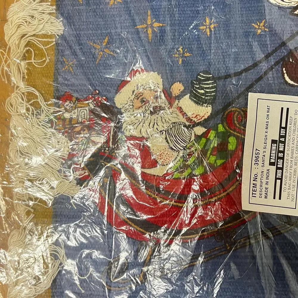1996 Heymin & Co NY Santa's Sleigh Reindeers Tapestry Wall Floor Holliday Decor